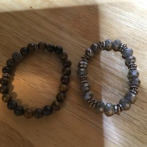 Tiger’s eye and hematite colored stretch bracelets
